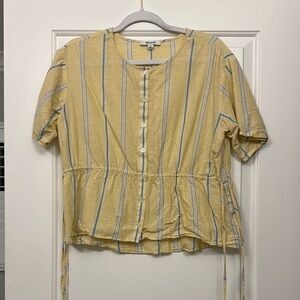Yellow Striped Button-Up Top